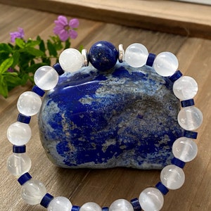 Selenite Lapis lazuli Bracelet
