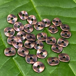 Antique Copper Wavy Disk Spacer Beads 7mm
