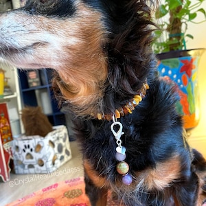 Pet Collar Pendant With Rose Quartz + Unakite + Lepidolite