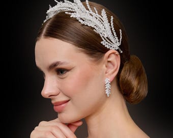 Swarovski Zircon luxury Headpiece, Bride crown, Bridal Tiaras, Silver , Weddings , Engagement Crowns, Crystal Crowns ,Hair Accessories