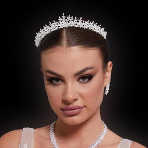 Swarovski Zircon luxury Headpiece, Bride crown, Bridal Tiaras, Silver , Weddings , Engagement Crowns, Crystal Crowns ,Hair Accessories