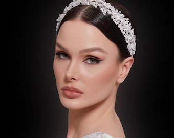 Swarovski Zircon luxury Headpiece, Bride crown, Bridal Tiaras, Silver , Weddings , Engagement Crowns, Crystal Crowns ,Hair Accessories