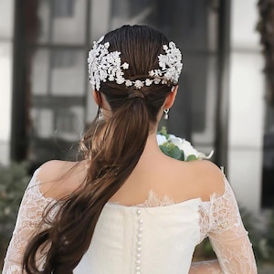 Swarovski Zircon luxury Headpiece, Bride crown, Bridal Tiaras, Silver , Weddings , Engagement Crowns, Crystal Crowns ,Hair Accessories
