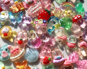 Kawaii Cabochons Mix – Pastel Jelly Charms, Cute Flatback Resin Pieces for Crafts, Slime Charms, Phone Cases, Decoden, Jewelry Making