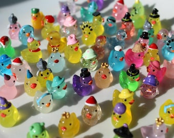 Mini Glow In The Dark Duck Figurines – Kawaii Tiny An for Terrariums, Dollhouses, Crafts, or Desk Decor, Stocking Stuffers, Kids Gift