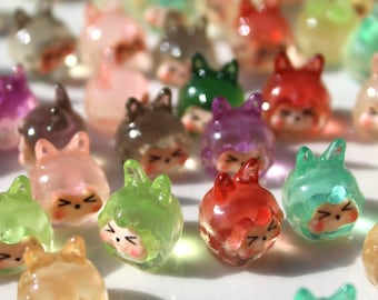 Mini Glow In The Dark Labubu Figurines – Kawaii Tiny Animals for Terrariums, Dollhouses, Crafts, or Desk Decor, Cute Collectible Miniatures