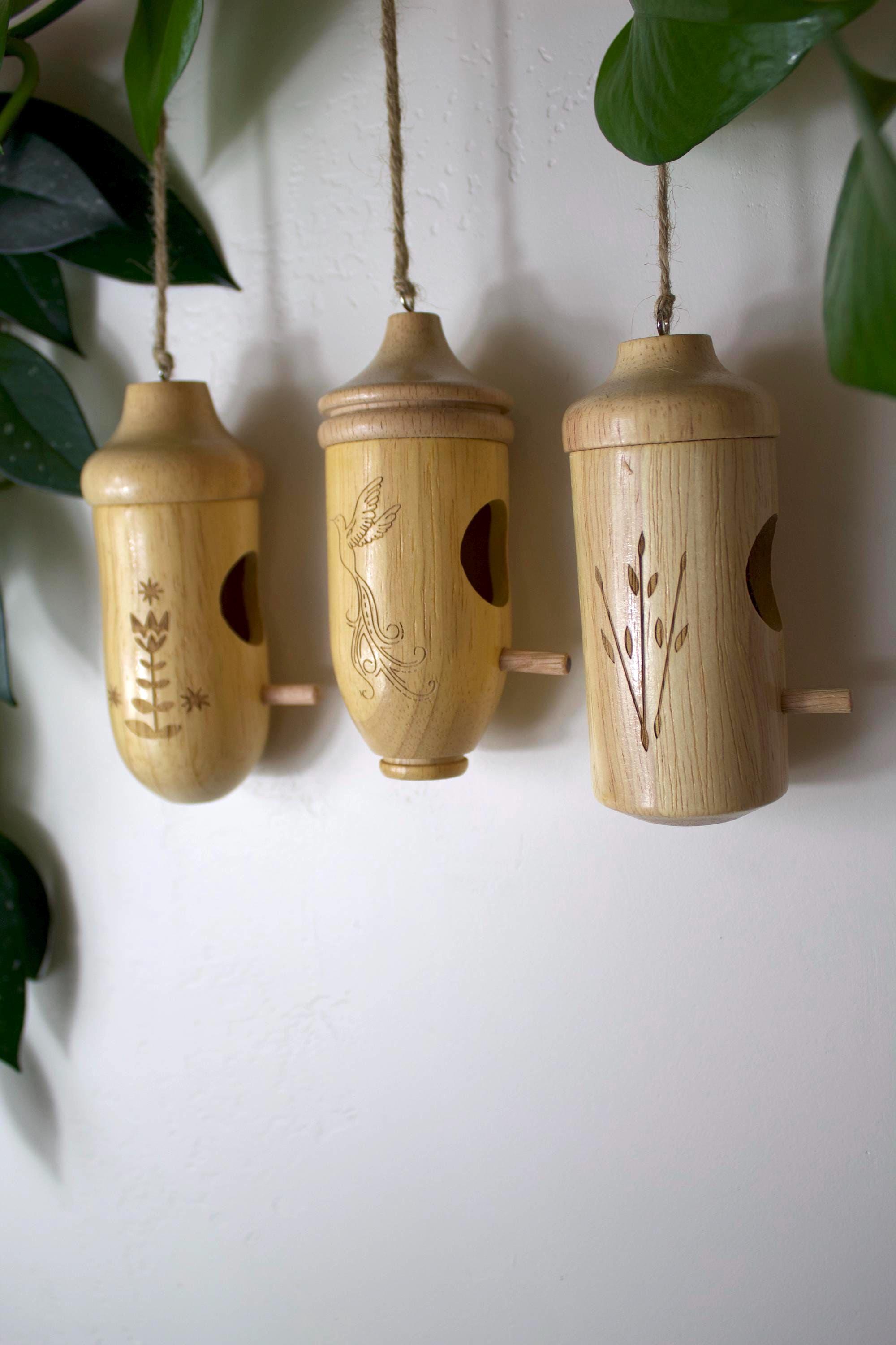 Wooden Hummingbird Houses | Engraved Garden Decor, Eco-Friendly, Nature Lover Gift, Rustic Outdoor Decor, Custom Birdhouse