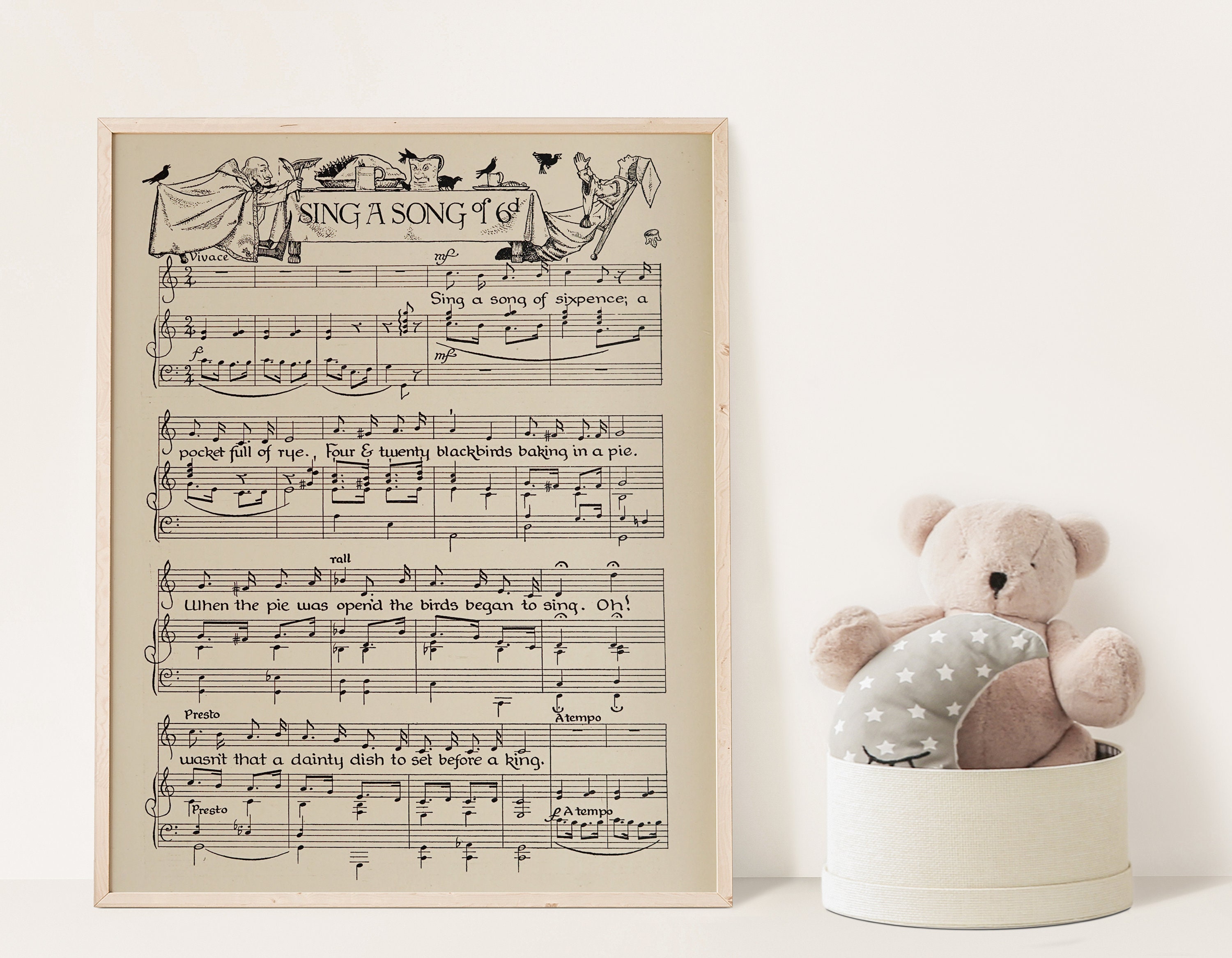 6 INSTANT DOWNLOAD Nursery Rhyme Sheet Music | DIGITAL Illustrated ...