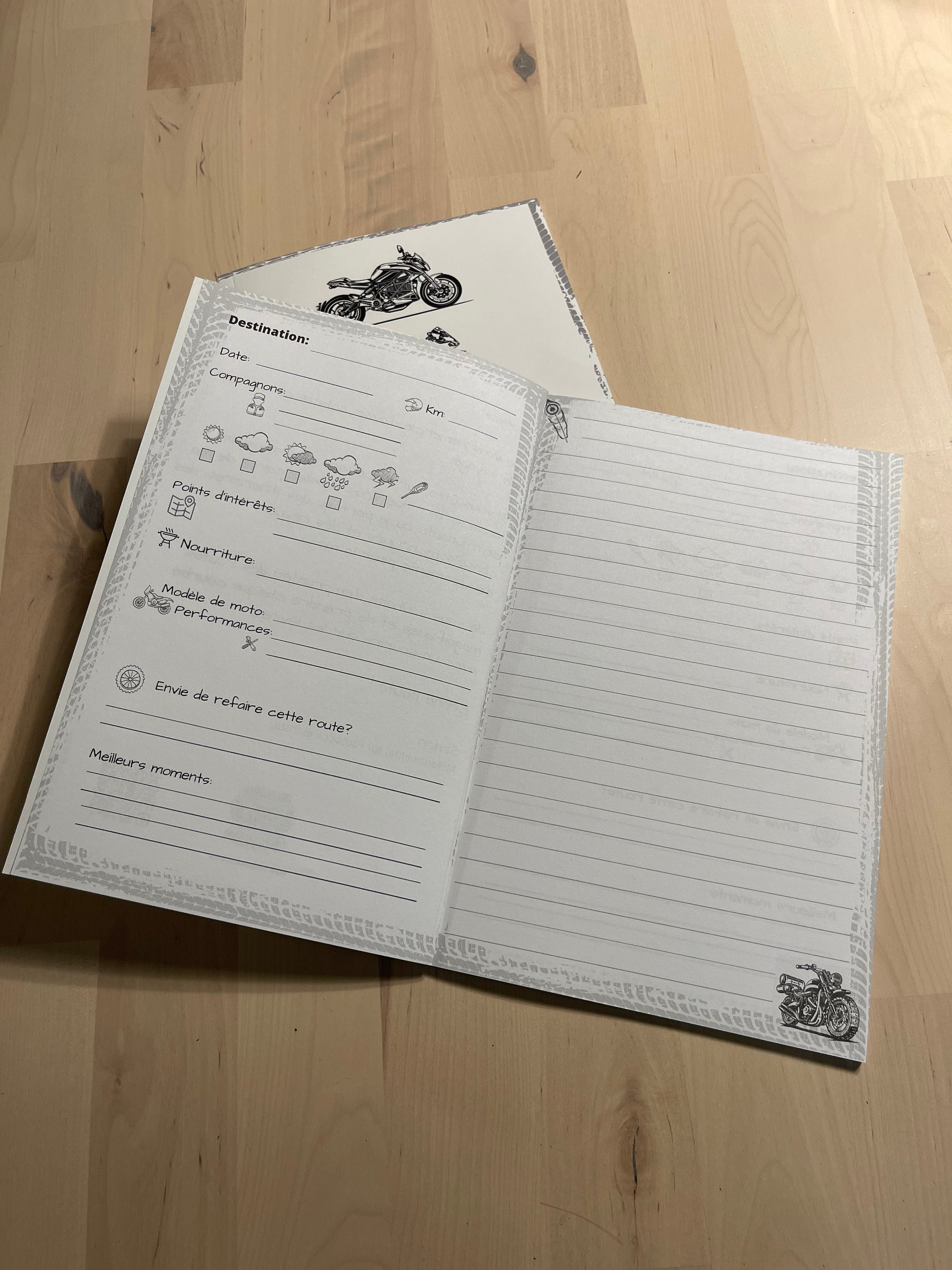 French Motorcycle Journal outing Book motorcycle Trip motorcycle Notes ...