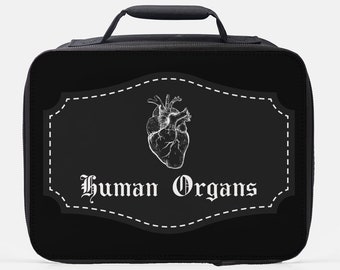 Funny Gothic Insulated Lunch Box: 'Human Organs' Vintage Label