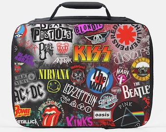 80's Rock Band Logo Lunch Bag: Insulated Goth Rocker Gift