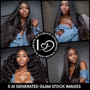 AI Beauty stockfoto's: Afro-Amerikaans model, haar en make-up (digitale download)