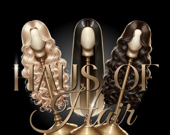 DIY Hair Salon Logo Template: Wig & Bundles Logo (Canva)