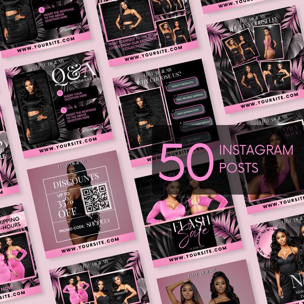 Social Media Kit for Wigs, Hair Extensions, Beauty Business and Boutique Instagram Flyers