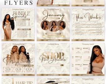 Social Media Kit for Wigs, Hair Extensions, Beauty Business and Boutique Instagram Flyers