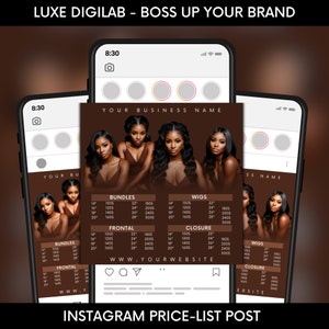 D.I.Y Hair Pricelist Flyer, price list flyer, hair flyer, bundles flyer, wigs, bundles, frontals, hair  Editable Canva Template