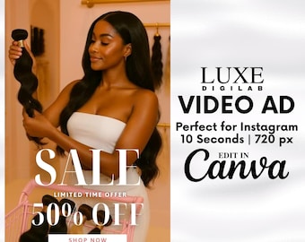 Hair Extensions Stock Video: Instagram Reel Ad Template (Canva Editable)