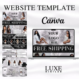 Hair Website Banners Canva Template | Branding Kit for Hair Stylist Website, Shopify Hair Website, Professional Website Design