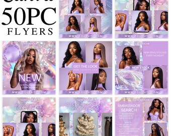 Social Media Kit for Wigs, Hair Extensions, Beauty Business and Boutique Instagram Flyers