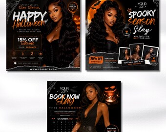 Halloween Beauty Salon Flyer Template: Hair, Lashes, Nails (Canva Editable)