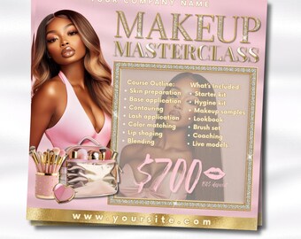 Makeup Masterclass Flyer: Editable Canva Template, MUA Instagram Post