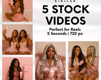 AI Hair Stock Video: Hair Extensions, Wig Promotion (5 x 5-Second) Digital Download