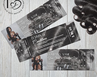 Hair Salon Gift Card Template: Wig & Extension Business (Digital Download)