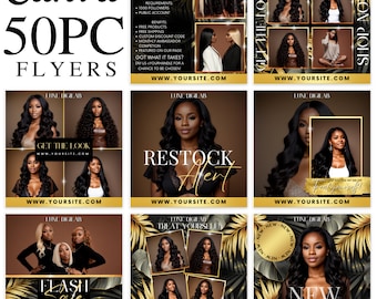 Hair Sale Flyer | Wig Sale Flyer | Hair Restock Flyer | Wig Restock Flyer | Hair Bundle Flyer | Wig Bundle Flyer | Canva Template