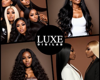 AI Beauty Stock Photos: African American Models, Hair & Makeup (Digital Download)