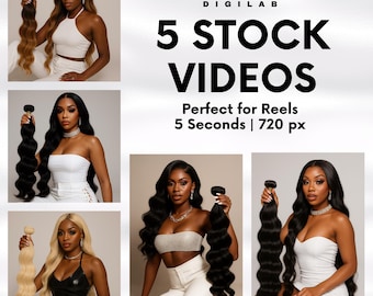 Hair Extension Stock Video: Luxe Wig & Raw Bundle Reels (Digital Download)