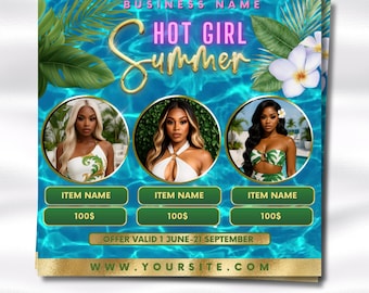 Summer Hair Flyer, Hair Booking Flyer, June Appointment Flyer, Canva Hair Template, Editable Salon Flyer, Summer Sale Flyer
