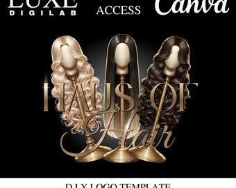 DIY Hair Salon Logo Template: Wig & Bundles Logo (Canva)