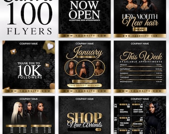 Social Media Kit for Wigs, Hair Extensions, Beauty Business and Boutique Instagram Flyers