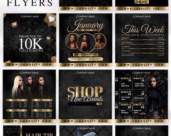 Social Media Kit for Wigs, Hair Extensions, Beauty Business and Boutique Instagram Flyers