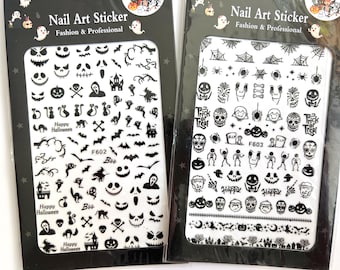 Autocollants pour ongles 5D, en relief, autocollants pour ongles d'Halloween