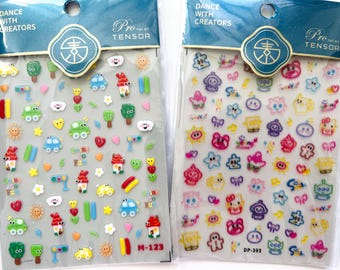 May include: Two sheets of colorful stickers with a variety of cartoon characters and designs. The stickers are on a white background and are packaged in clear plastic. The text on the sheets reads "Dance with Creators" and "Pro Tensor".