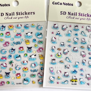 5D nail stickers, embossed, anime nail stickers