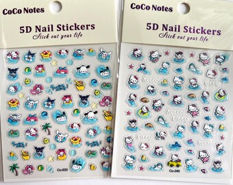 5D-nagelstickers, reliëf, anime-nagelstickers