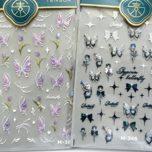 5D nail stickers, embossed, nail stickers, butterfly nail stickers