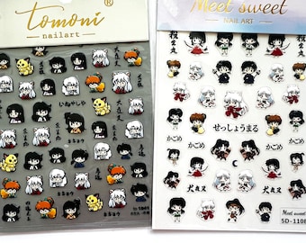 5D nail stickers, embossed, anime nail stickers, stickers
