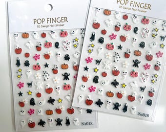 Autocollants pour ongles 5D, en relief, autocollants pour ongles d'Halloween