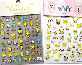5D nail stickers, embossed, anime nail stickers