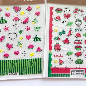 5D nail stickers, fruit stickers, watermelon nail stickers, summer nails, diy nails