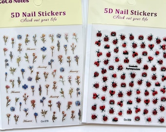 5D nail stickers, embossed, butterfly nail stickers, insect nail stickers, insect nails