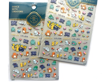 5D nail stickers, embossed, anime nail stickers