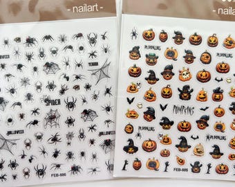 Autocollants pour ongles 5D, en relief, autocollants pour ongles d'Halloween