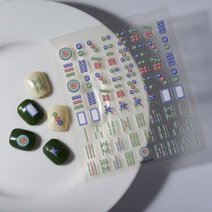 Nail stickers, cute stickers, mahjong stickers, mahjong nails FEB-625