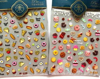 5D nail stickers, embossed, cute nails