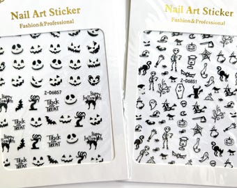 Stickers ongles 5D, en relief, stickers Halloween