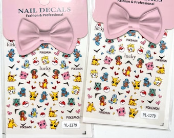 nail stickers, embossed, anime nail stickers
